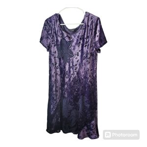 Carol Little vintage 90's plum purple velvet Burnout dress, size 14